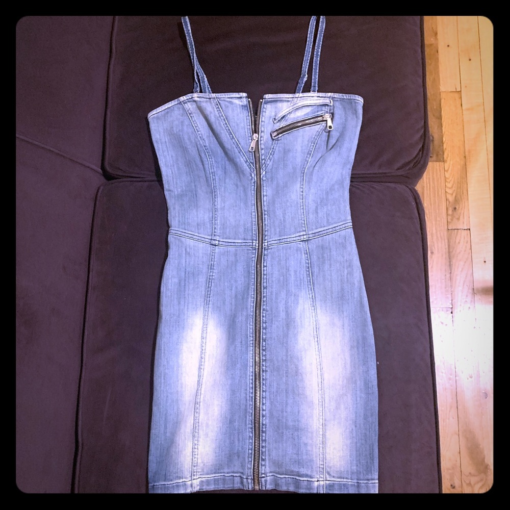 Diesel denim dress with front zipper.